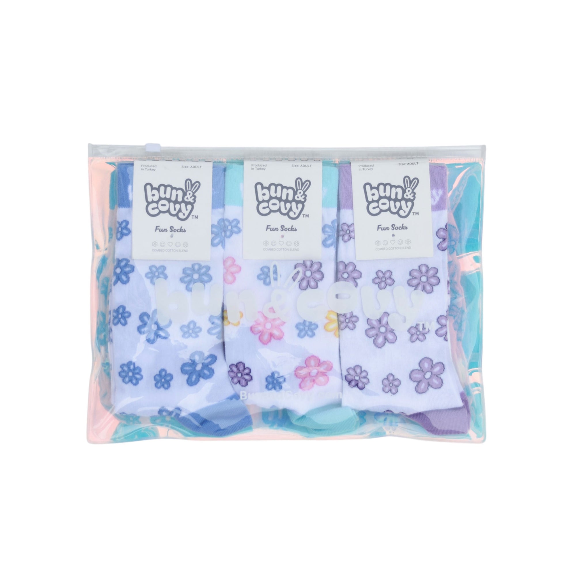 Floral Socks 3-Pack in Blue Lavender Multi