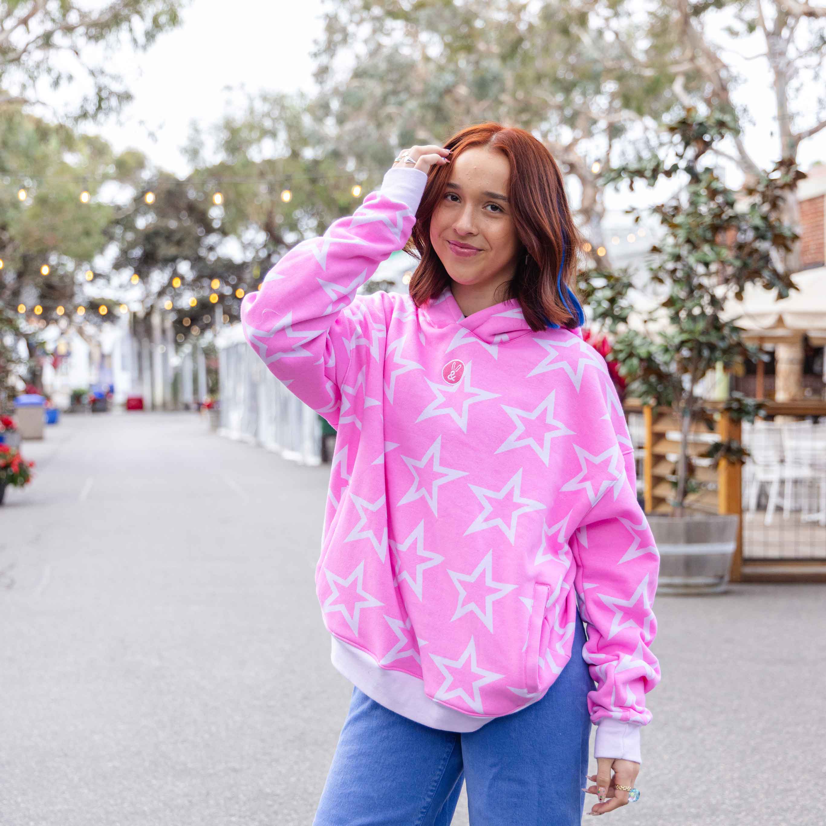 Star Hoodie in Hot Pink