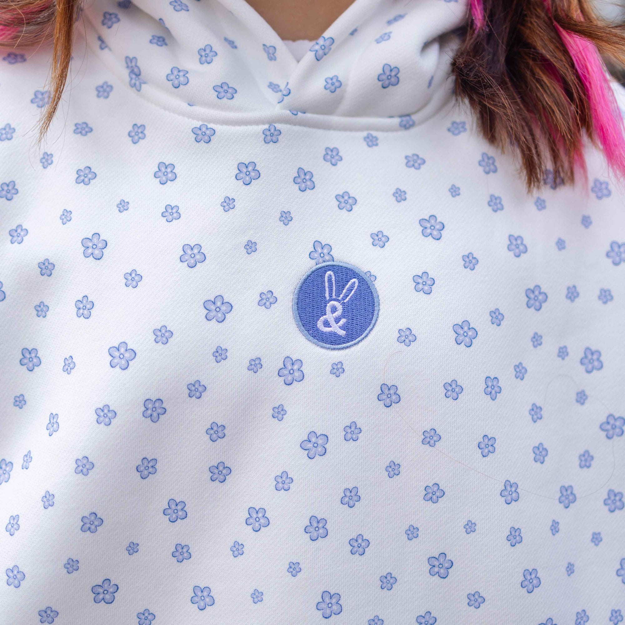 Floral Hoodie in Blue Blossom