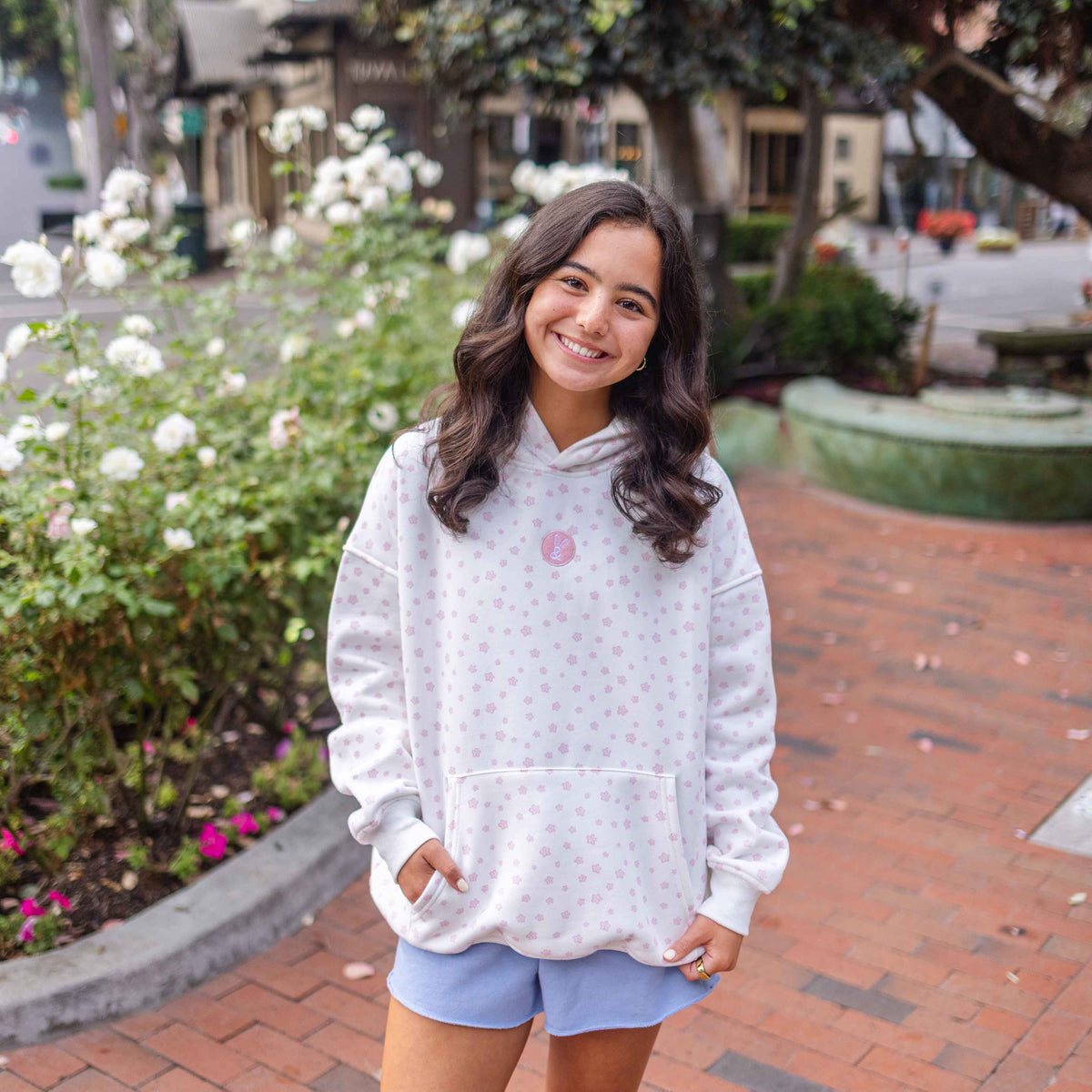 Floral Hoodie in Pastel Pink – Bun & Covy