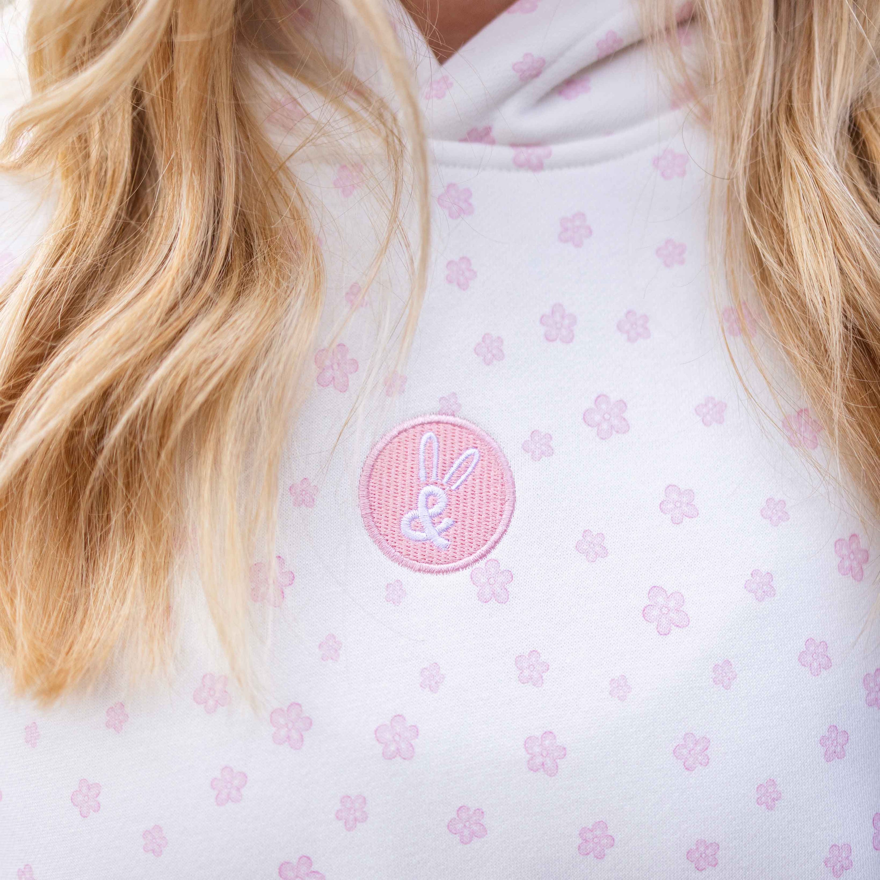 Floral Hoodie in Pastel Pink