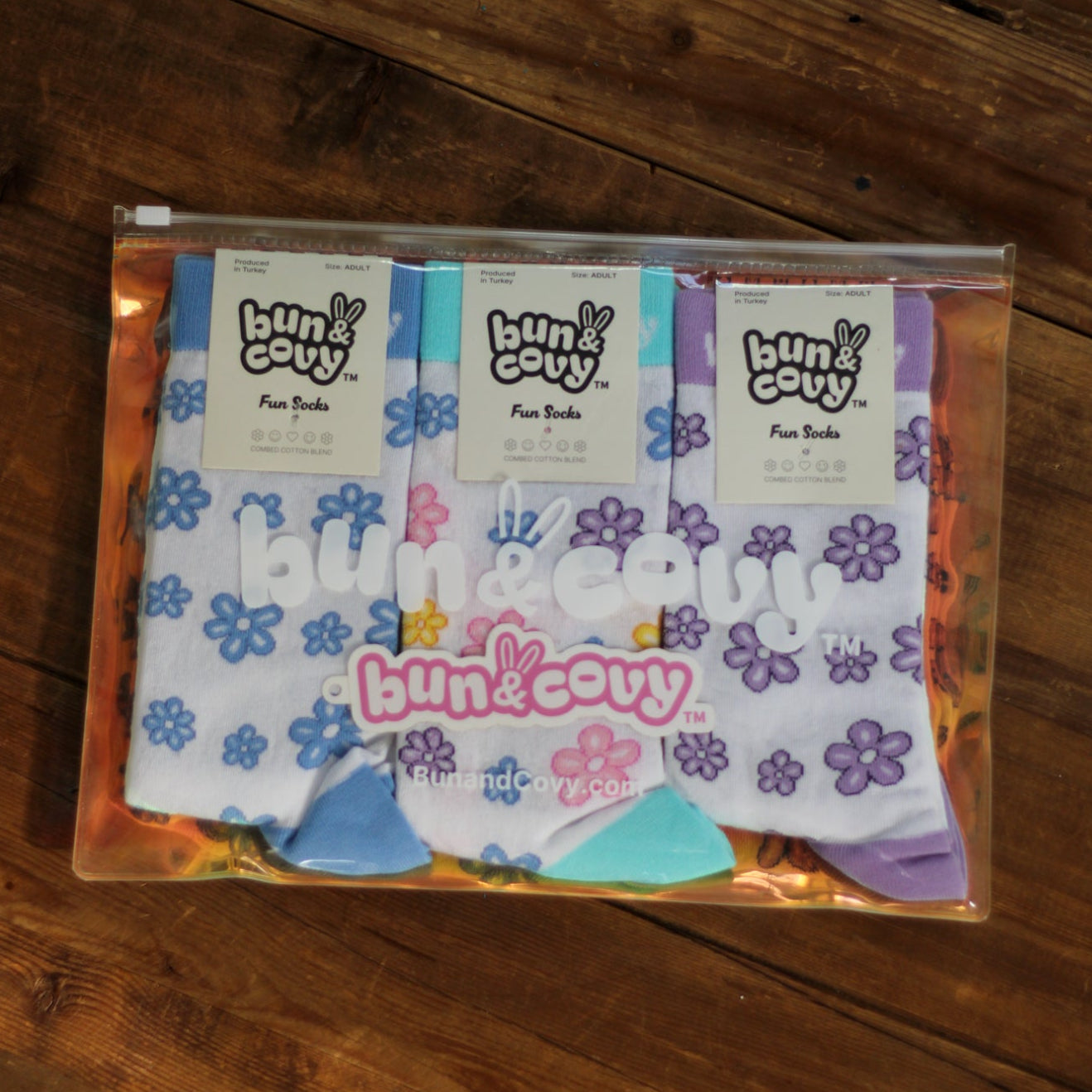Floral Socks 3-Pack in Blue Lavender Multi
