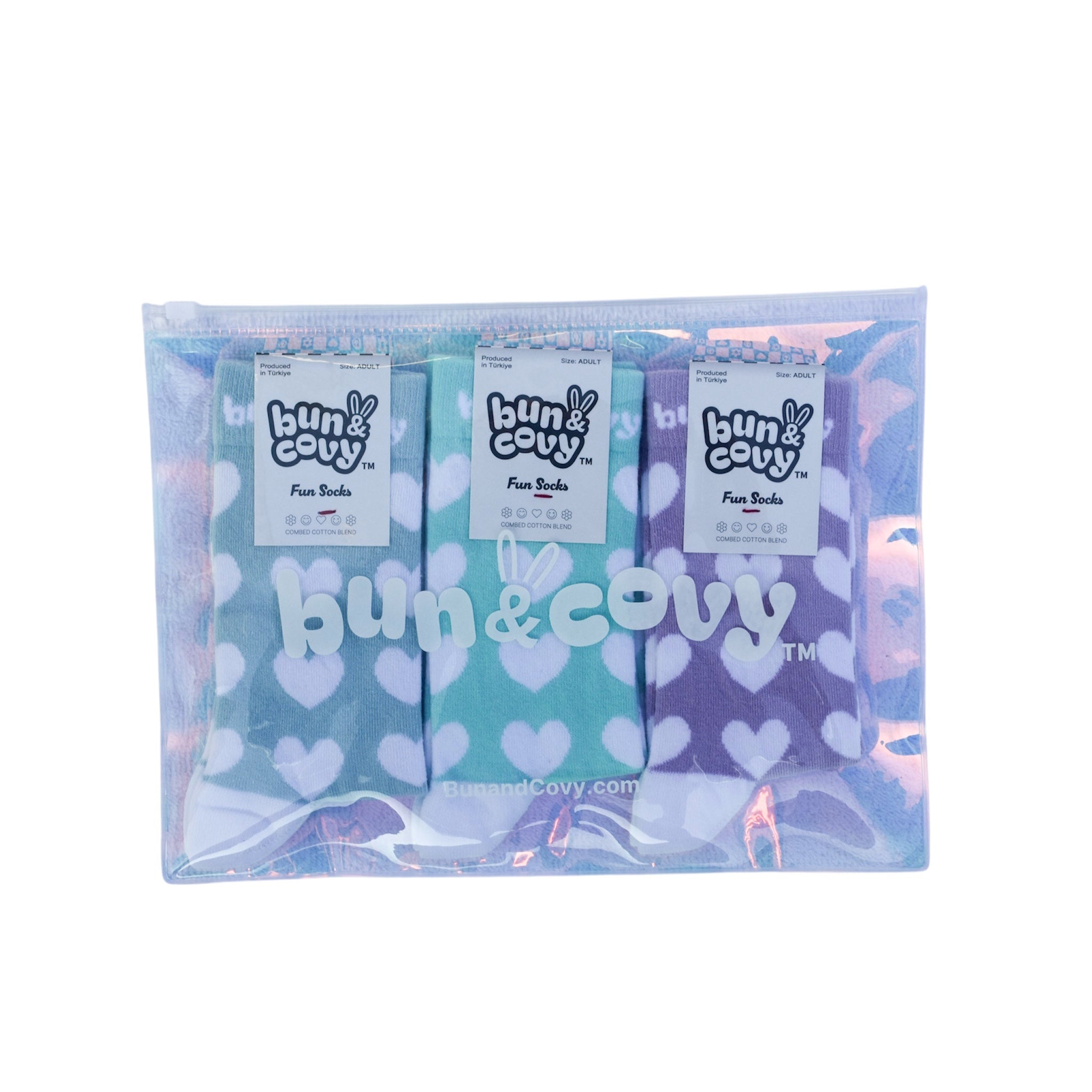 Heart Socks 3-Pack Blue Mint Lavender
