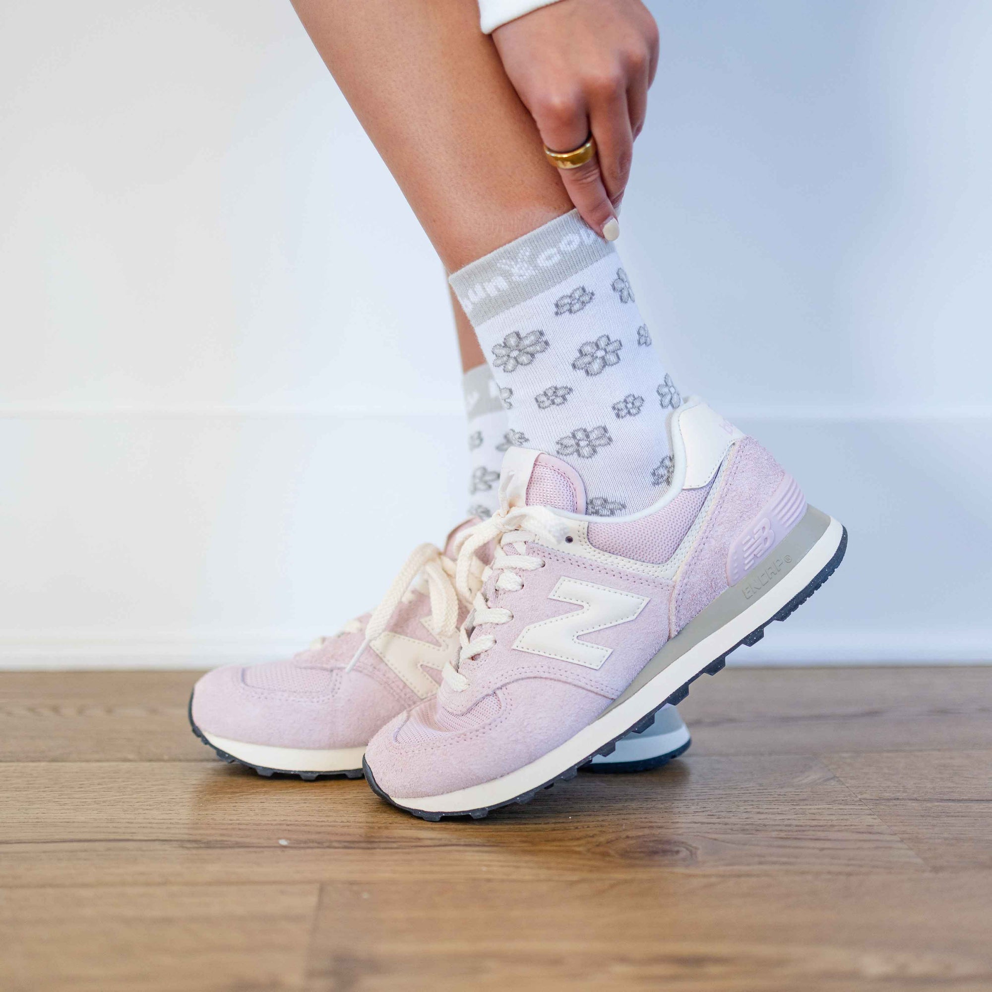 Floral Socks 3-Pack in Yellow Pink Grey