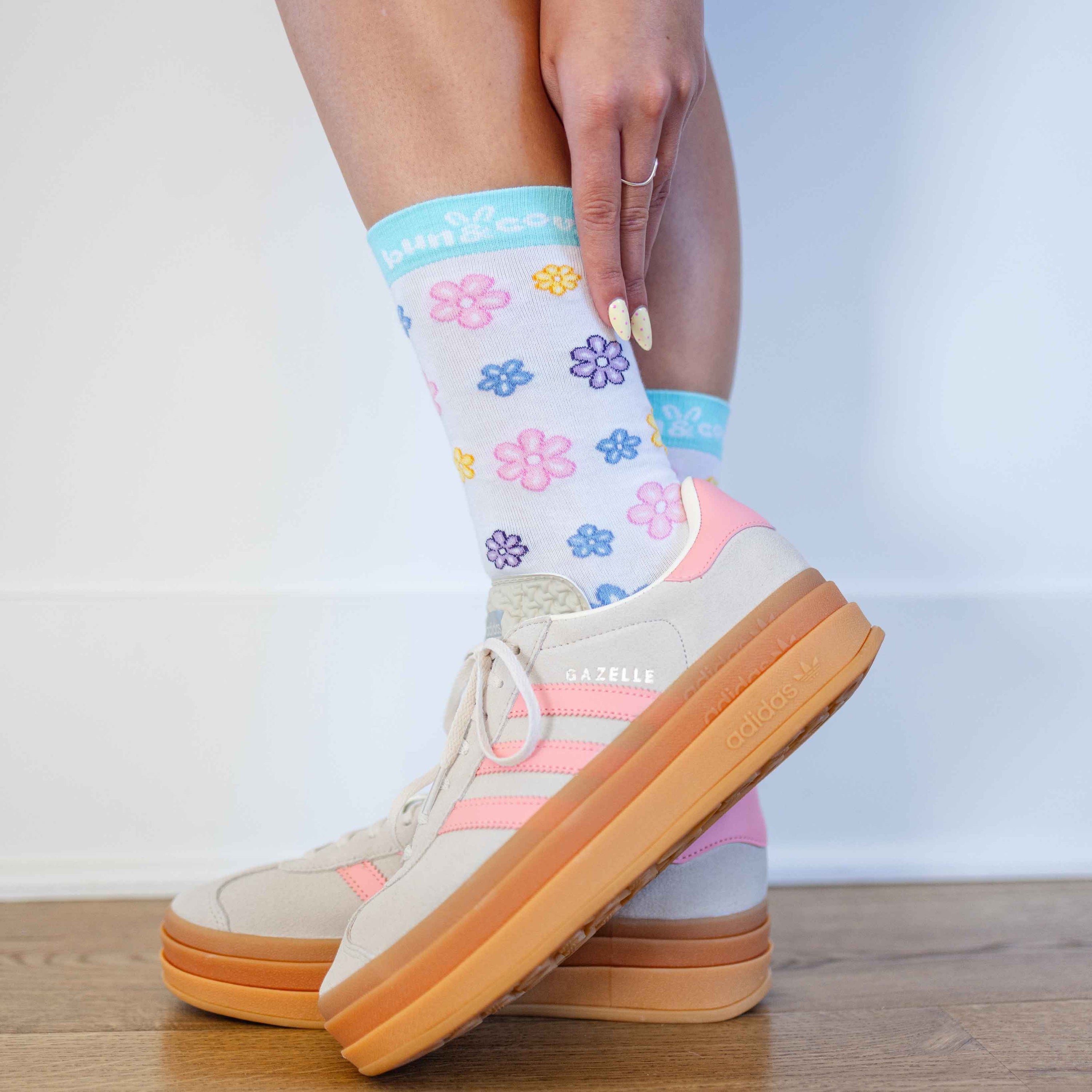 Floral Socks 3-Pack in Blue Lavender Multi