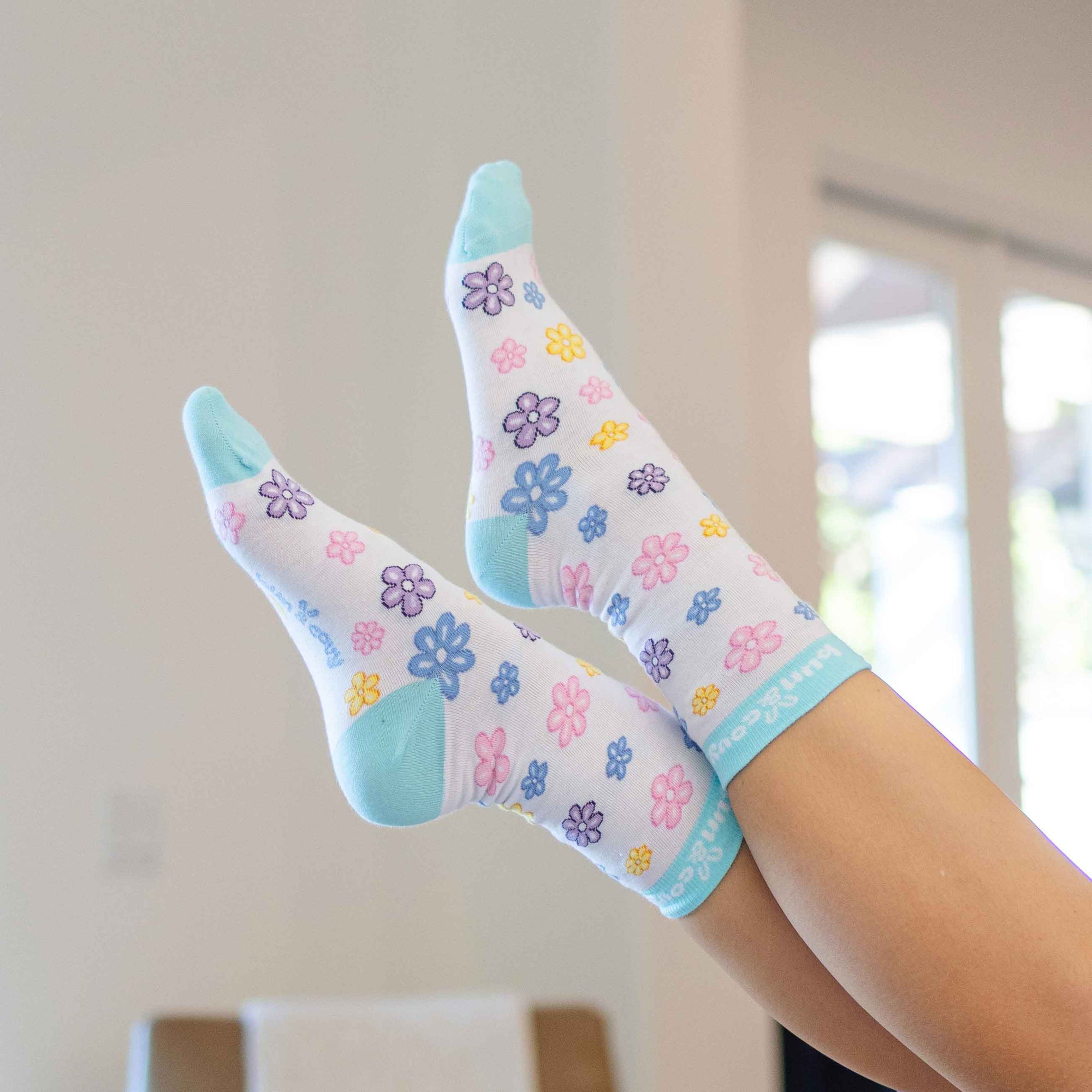 Floral Socks 3-Pack in Blue Lavender Multi