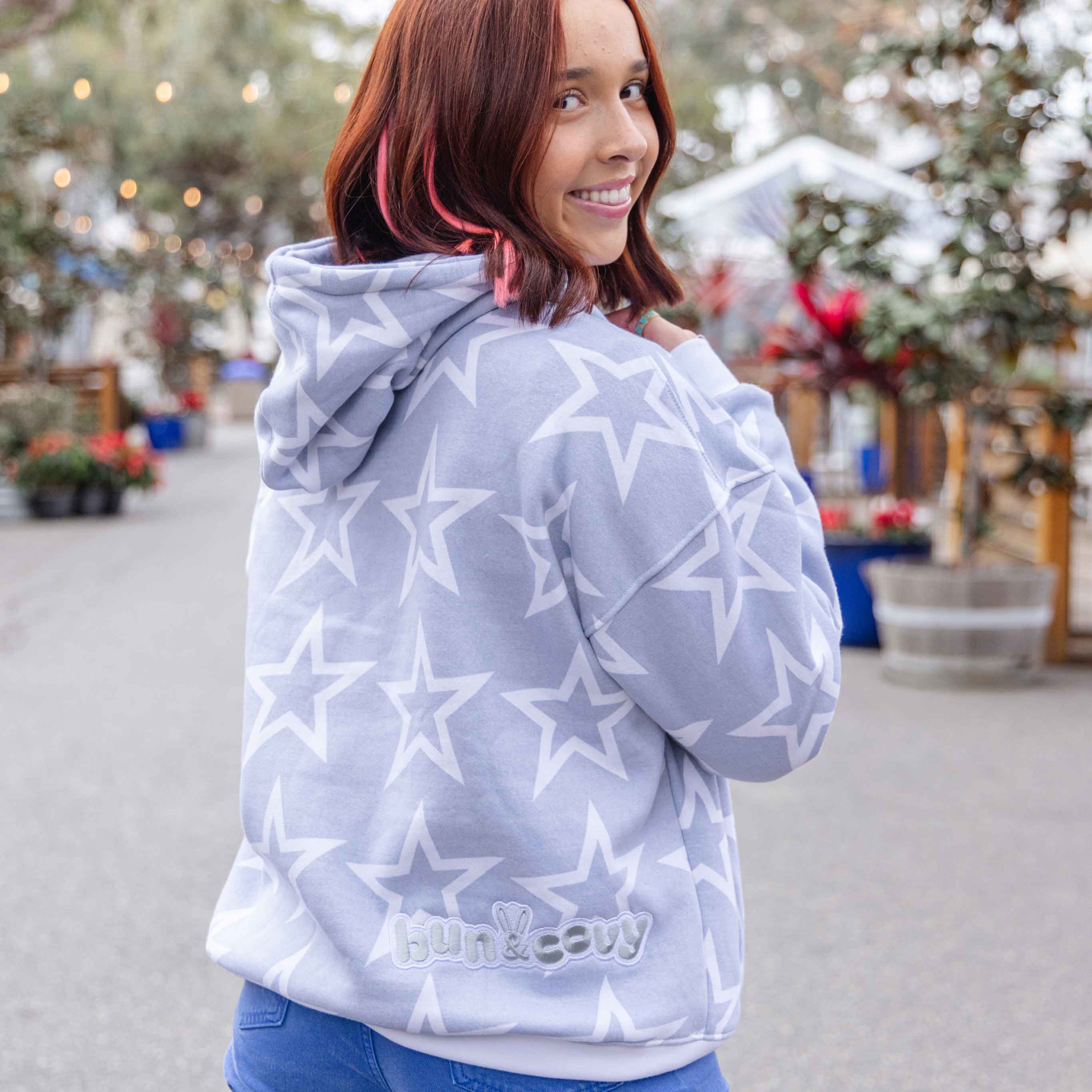 Star Hoodie Bright Grey