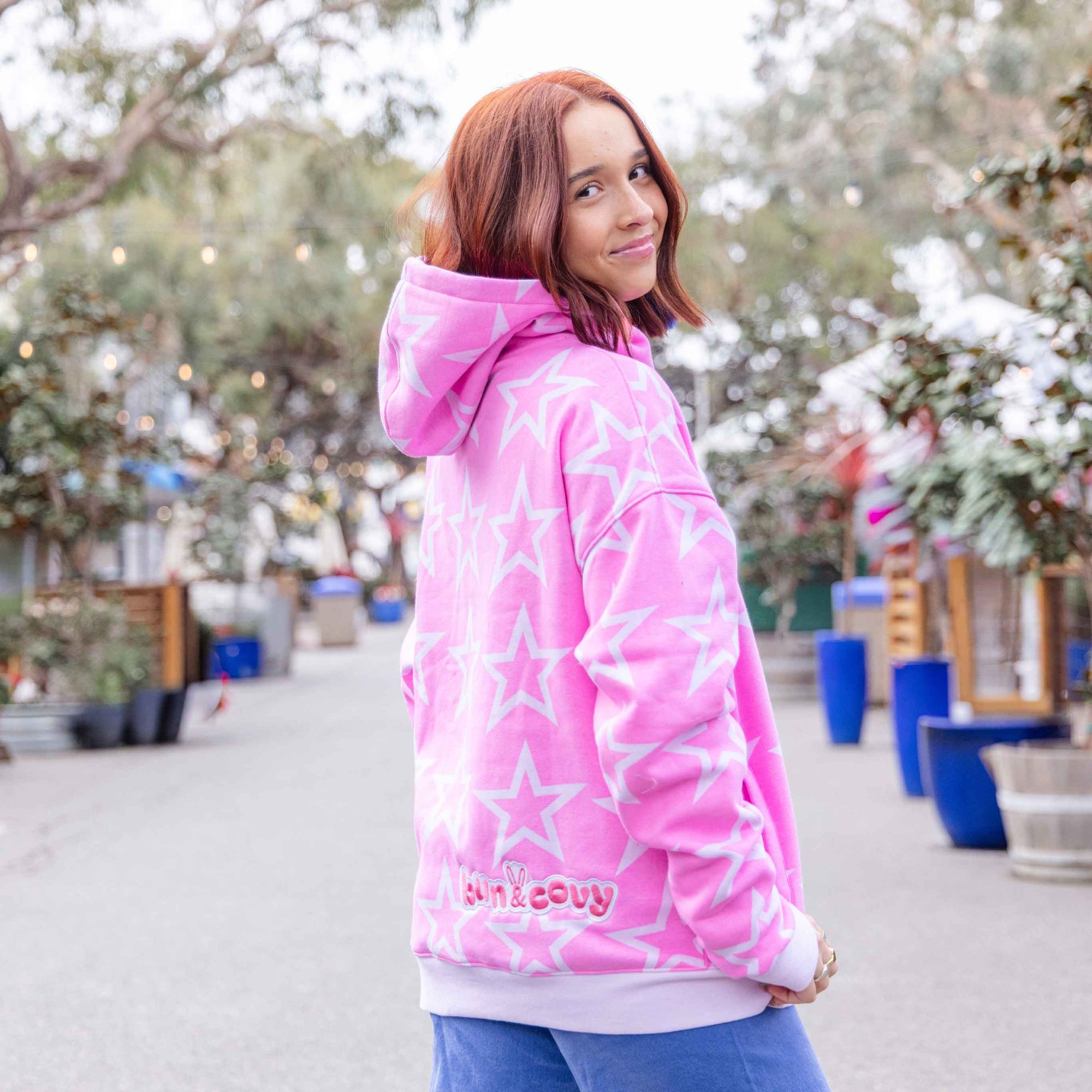 Star Hoodie in Hot Pink