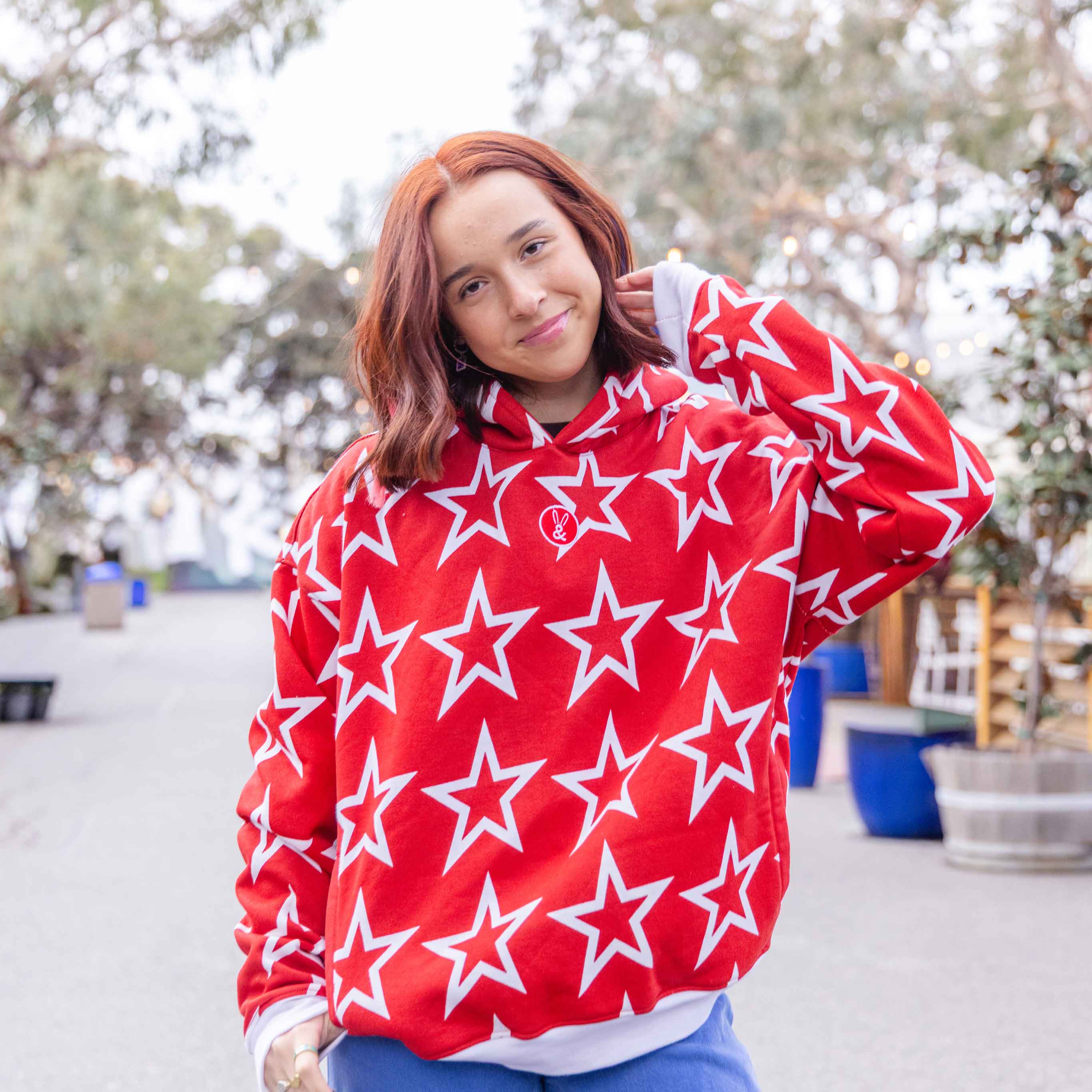 Star Hoodie in Ruby Red