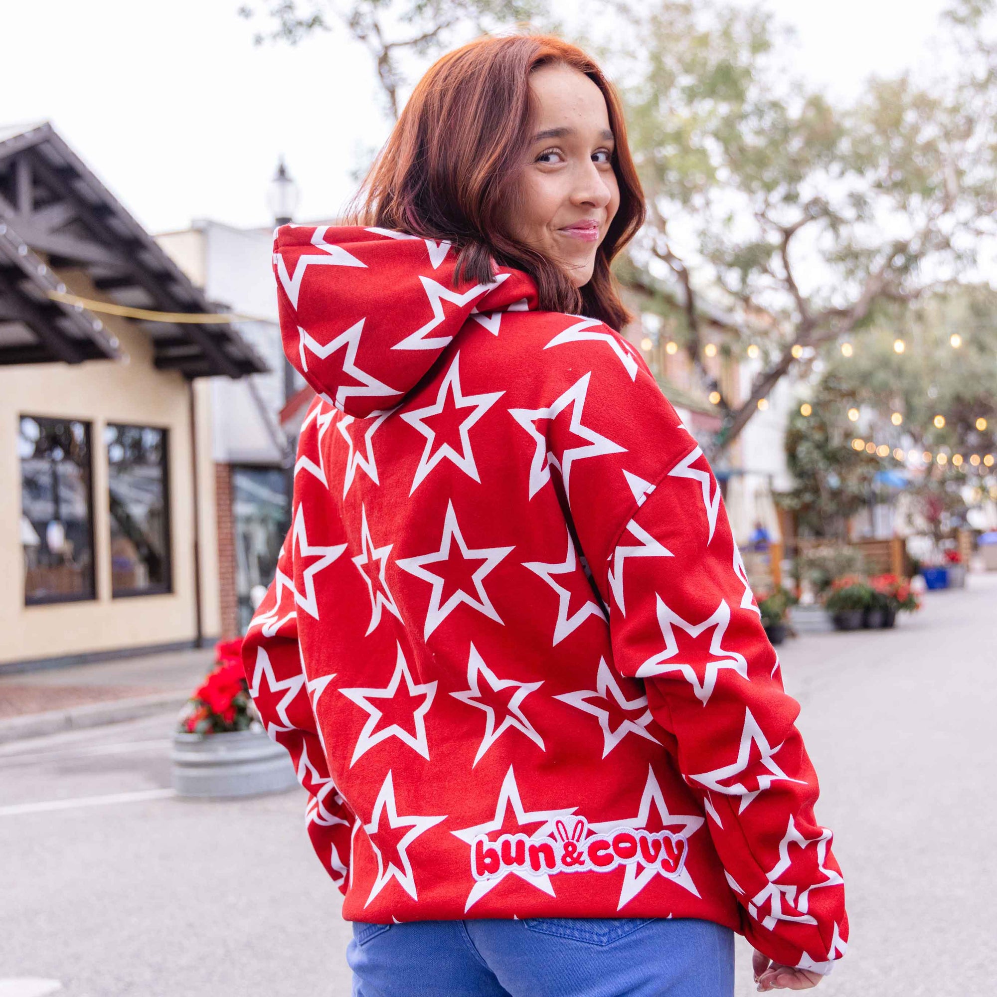 Star Hoodie in Ruby Red